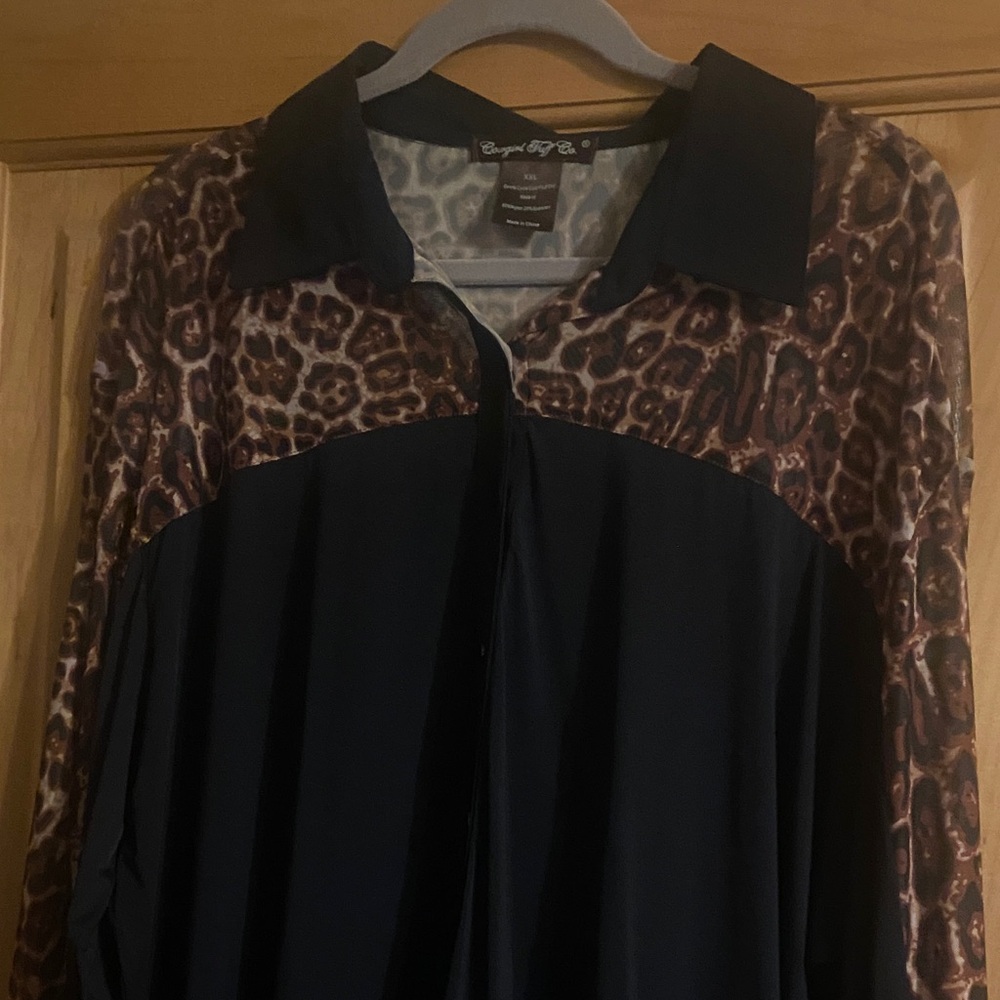 Cowgirl Tuff Leopard and Black Top